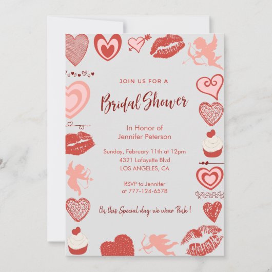 Invitation de galentines pour une fête prénuptiale (Devant)