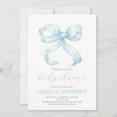 Invitation de Garçon Baby shower Bleu Bow (Devant)