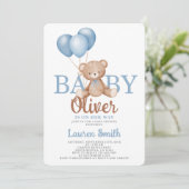 Invitation de garçon Baby shower d'ours (Debout devant)