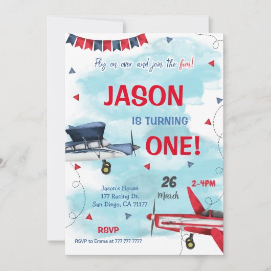 Invitation de garçon d'avion (Devant)