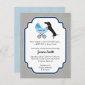 Invitation de garçon de baby shower de teckel (Devant / Derrière)