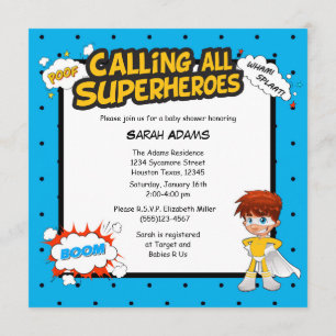 Invitation de garçon de Baby shower Super Hero com