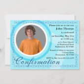 Invitation de garçon de confirmation Bleu (Devant)