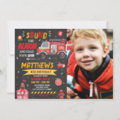 Invitation de garçon de pompier d'anniversaire de  (Devant)