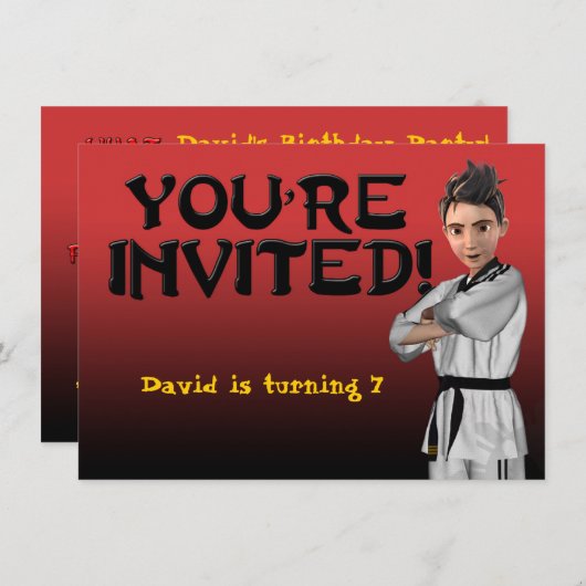 Invitation de garçon de TKD (Devant / Derrière)