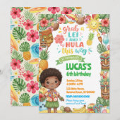Invitation de garçon d'Hawaiian Birthday (Devant / Derrière)