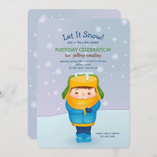 Invitation de garçon d'hiver (Devant / Derrière)