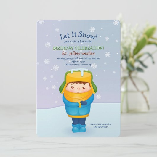 Invitation de garçon d'hiver (Debout devant)