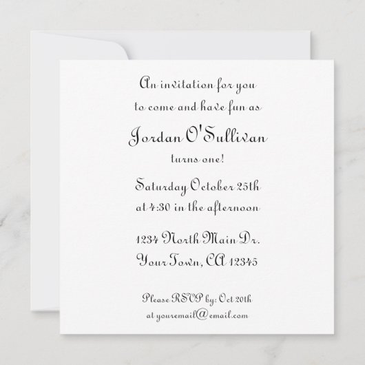 Invitation de garçon d'un an Vintage (Dos)