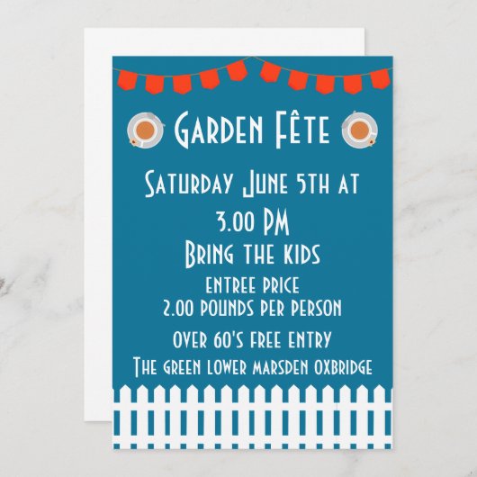 Invitation de Garden Fete (Devant / Derrière)