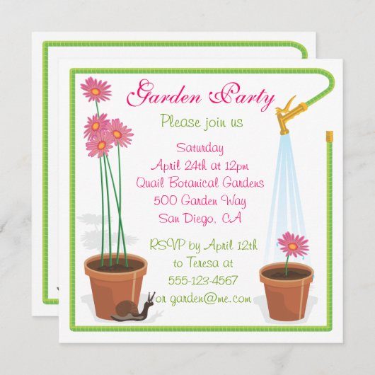 Invitation de Garden Party (Devant / Derrière)