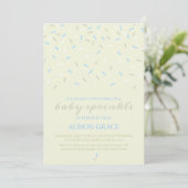 Invitation de gâteau bébé crème et bleu moderne (Debout devant)