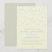 Invitation de gâteau bébé crème et bleu moderne (Devant / Derrière)