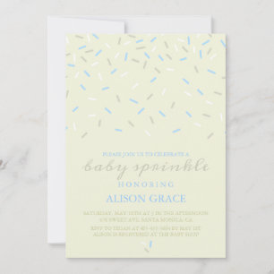 Invitation de gâteau bébé crème et bleu moderne