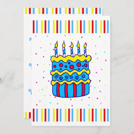 Invitation de gâteau d'anniversaire (Devant / Derrière)