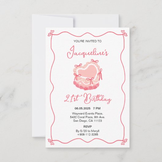 Invitation de gâteau d'anniversaire (Devant)