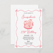 Invitation de gâteau d'anniversaire (Devant / Derrière)