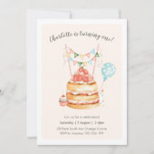 Invitation de gâteau d'anniversaire d'aquarelle (Devant)