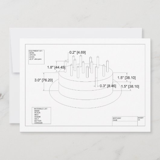 Invitation de gâteau d'anniversaire de l'ingénieur (Devant)