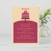 Invitation de gâteau d'anniversaire de mariage 40  (Debout devant)