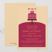 Invitation de gâteau d'anniversaire de mariage 40  (Devant / Derrière)