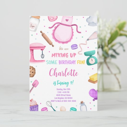 Invitation de gâteau de cuisson (Debout devant)