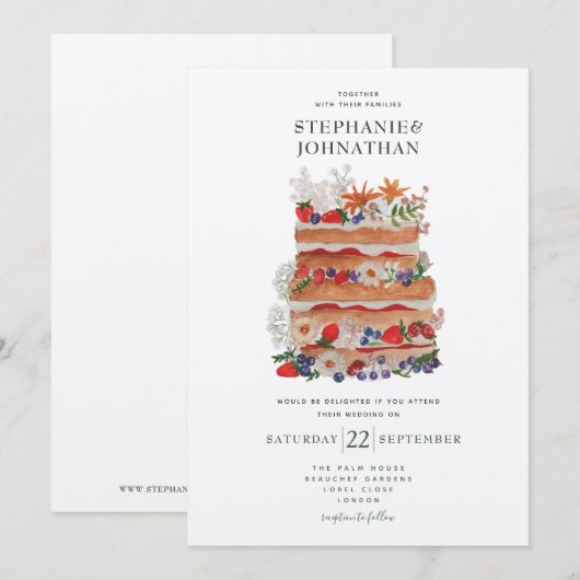 Invitation de gâteau Mariage d'été (Devant / Derrière)