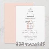 Invitation de gâteau Mariage rose (Devant / Derrière)