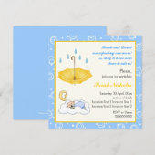 Invitation de gâteau pour garçon bébé endormi bleu (Devant / Derrière)