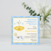 Invitation de gâteau pour garçon bébé endormi bleu (Debout devant)