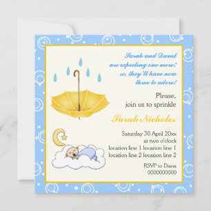 Invitation de gâteau pour garçon bébé endormi bleu