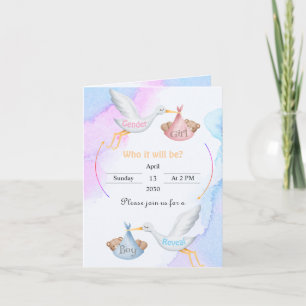 Invitation de Gender Reveal - Blue and Pink Storks