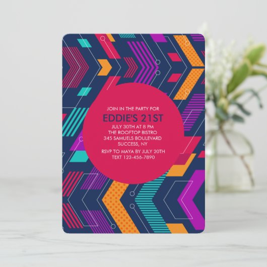 Invitation de géométrie colorée (Debout devant)