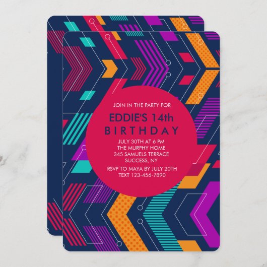 Invitation de géométrie colorée (Devant / Derrière)