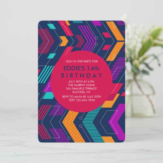 Invitation de géométrie colorée (Debout devant)