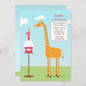 Invitation de Giraffe premier anniversaire (Devant / Derrière)
