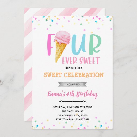 invitation de glace FOURever (Devant / Derrière)