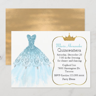 Invitation de Glam Aquamarine Gown Quinceañera