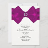 Invitation de glam Fuchsia Pink Bow Ribbon & Diamo (Devant)