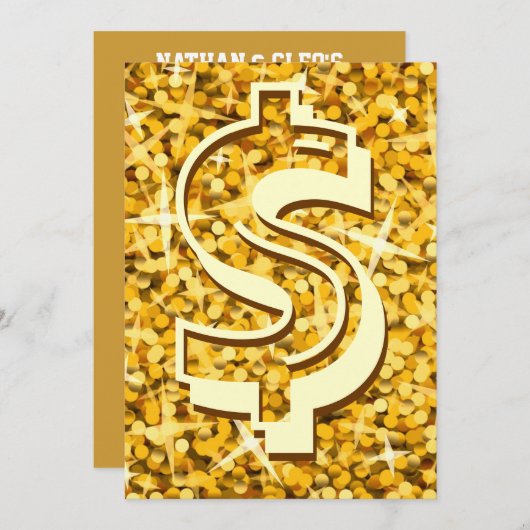 Invitation de Glitz "Gold dollar" (Devant / Derrière)