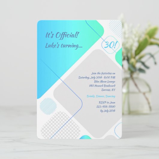 Invitation de gloire bleu géométrique (Debout devant)