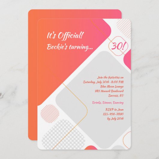 Invitation de gloire géométrique (Devant / Derrière)