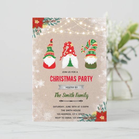 Invitation de gnome de Noël (Debout devant)