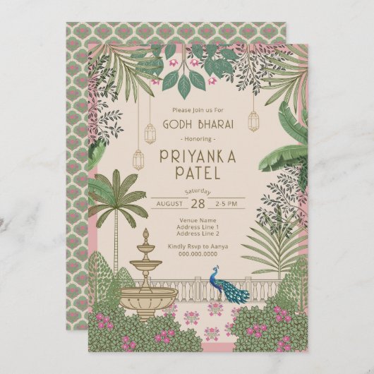 Invitation de Godh Bharai, un indien élégant et vi (Devant / Derrière)