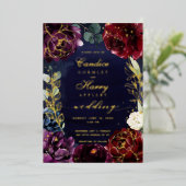 Invitation de Gold Foil Mariage II de la marine de (Debout devant)