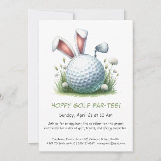 Invitation de golf Pâques Par-TEE (Devant)