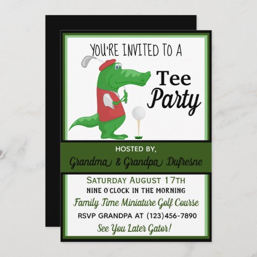 Invitation de golf Tee Party (Devant / Derrière)