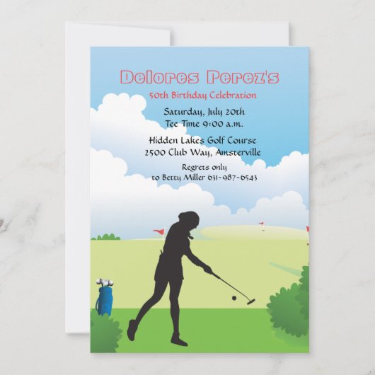 Invitation de golfeur de femme (Devant)