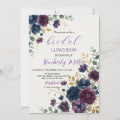 Invitation de goûter de mariage floral pourpre (Devant)