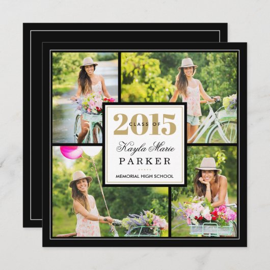 Invitation de graduation 2015 Classy Photo Collage (Devant / Derrière)